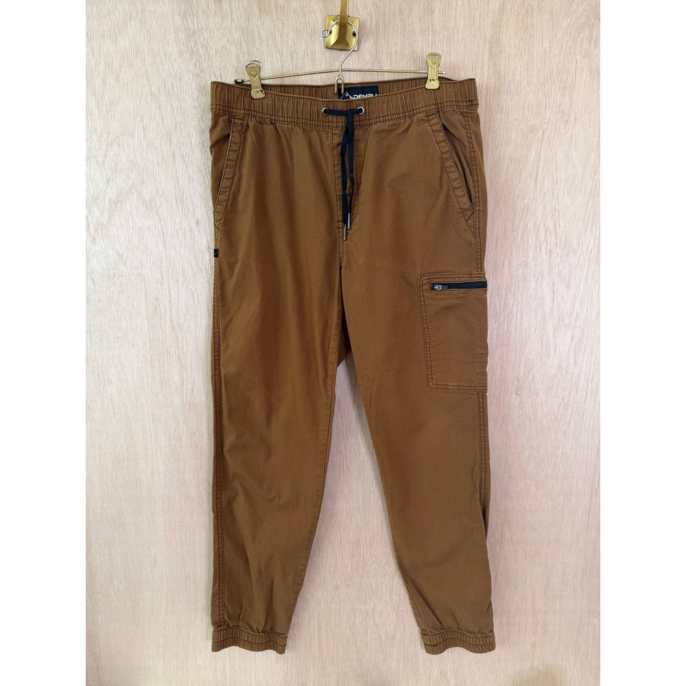 Denali Mens Brown Cargo Joggers Elastic Waist Drawstring Pants Size M
